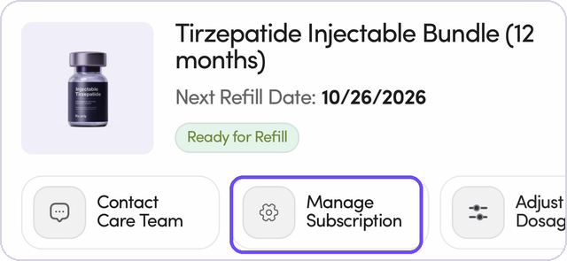 The Manage Subscription button on Treatment Details