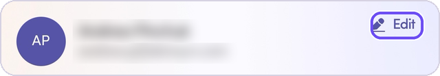 The Edit button at the top of the Profile screen