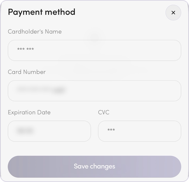 The Payment method panel