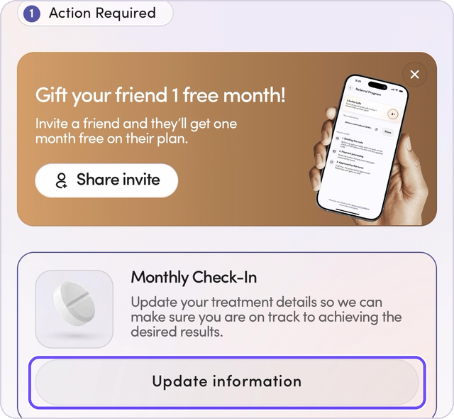 The Monthly Check-In card on the Home screen